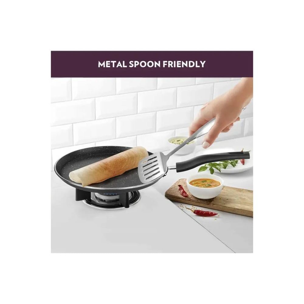 Borosil Granito Non-stick Concave Tawa | Induction Friendly | Granite Finish | Pfoa-free | 28 Cm Diameter | Black