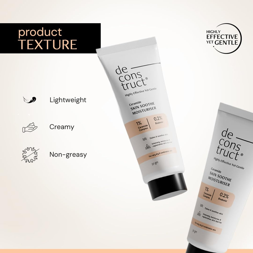 Deconstruct Skin Soothe Moisturizer | 1% Ceramides + 0.2% Bisabolol | Ceramide Barrier Repair | Soothing | For Very Dry to Combination Skin | Deep Moisturization & Hydration | 50 gm