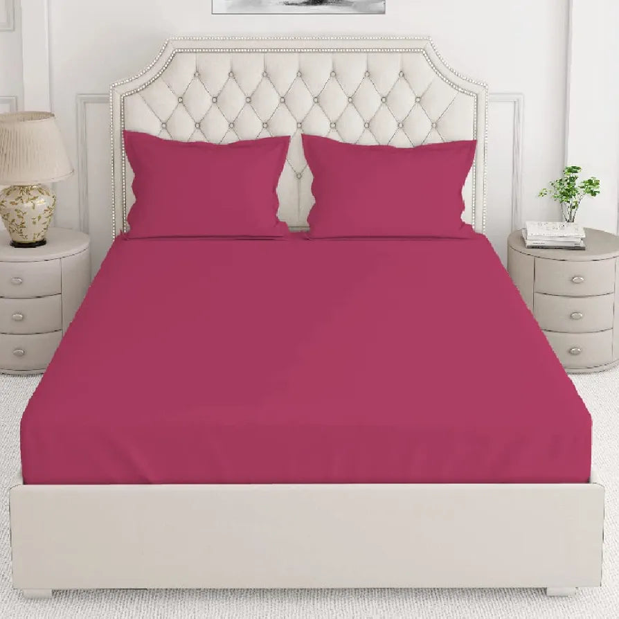 Layers Be Bold Cotton Bedsheet Set for All Seasons Lightweight Moisture Absorbent 140 TC King Size Magenta