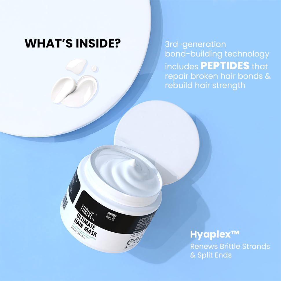ThriveCo Ultimate Hair Mask With Hyaplexâ„¢| For Dry, Lifeless, Frizzy, and Damaged Hair | Smooths Frizz, Repairs Damage, Hydrates & Strengthens Hair | 200 ml