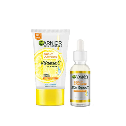 Garnier Bright Complete Vitamin C Serum & Bright Complete Facewash Combo