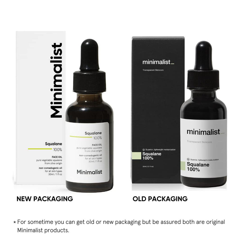 Minimalist Squalane 100% (Plant Derived) Super-Lightweight Face Oil | Improves Skin Hydration, Provides light Moisturization & Reduces Fine Lines | 30 ml