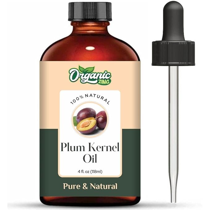 Organic Zing Plum Kernel (Prunus Domestica) Oil | Carrier Oil Haircare, Skincare & Massage - 118 Ml