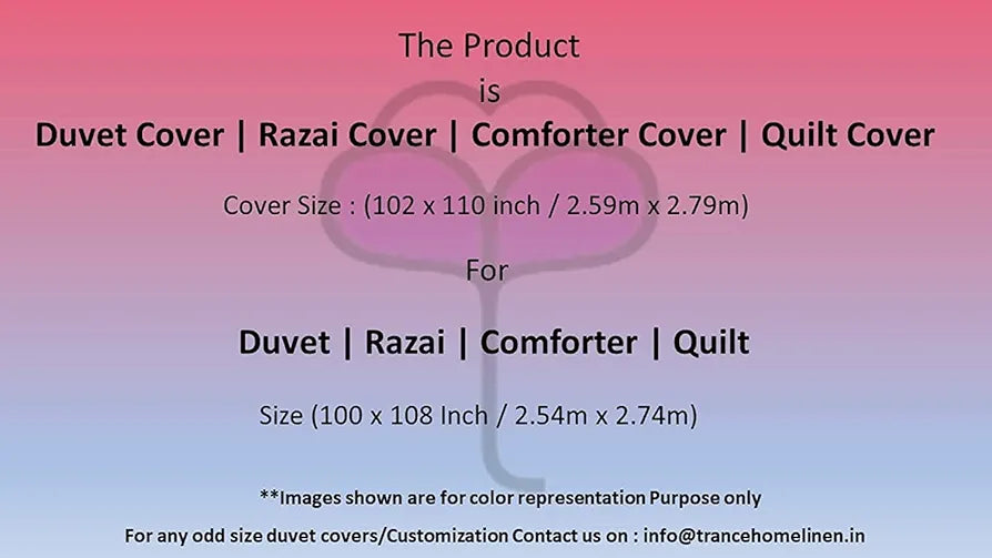 Trance Home Linen Zippered 100% Cotton 400 TC Plain King Size Duvet Cover Quilt Cover Blanket Cover Razai Comforter Cover with 2 Pillow Covers Colour Mediterranean Blue