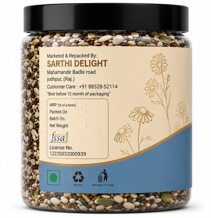MORVI NUT 5 in 1 Seeds Mix 100g - Edible Seeds | Healthy Super Seed Combo | Healthy Snacks | 100% Natural and Roasted Mix Seed for Eating Diet Snacks Perfect for Giftings