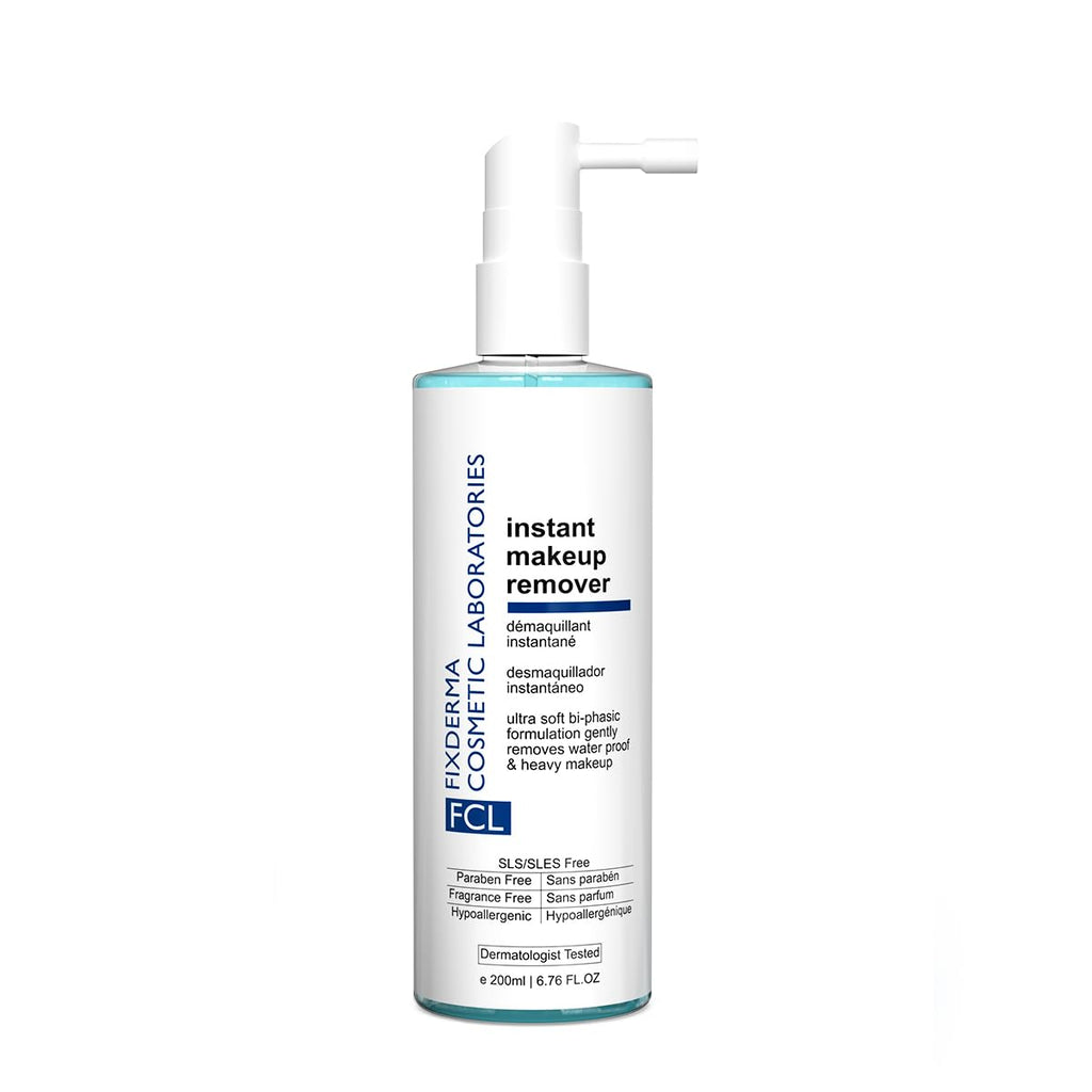 FCL Biphasic Instant Makeup Remover with Apple Amino Acid & Sea Buckthorn Oil | Removes Eye Makeup, Lip Makeup & Waterproof Makeup | Hydrates Skin, for All Skin Types - 200ml