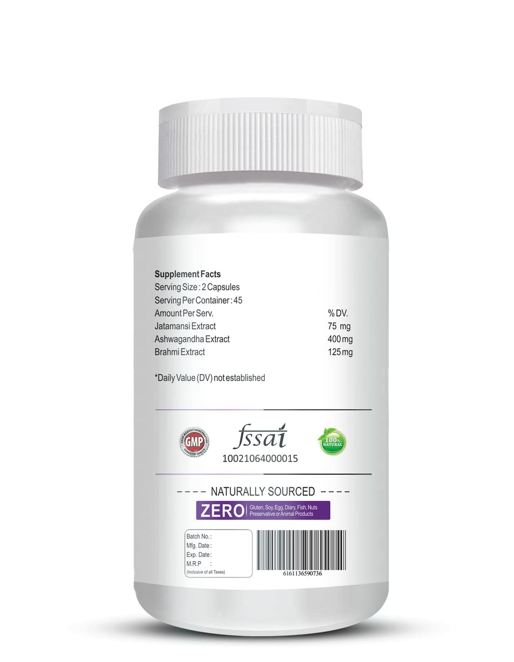 Vokin Biotech Stress Reliever Capsule Support for Stress, Fatigue and Tension (Gold standard Ashwagandha, Brahmi, Jatamansi- General Wellness | (90 Capsules)