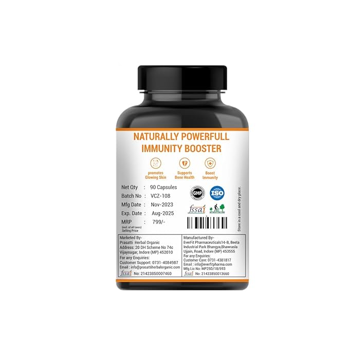 Prasatti Herbal Organic Vitamin C Amla Extract With Zinc - 120 Veg Caps