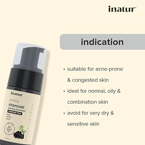 Inatur Purifying Charcoal Foaming Face Wash - 100 ml