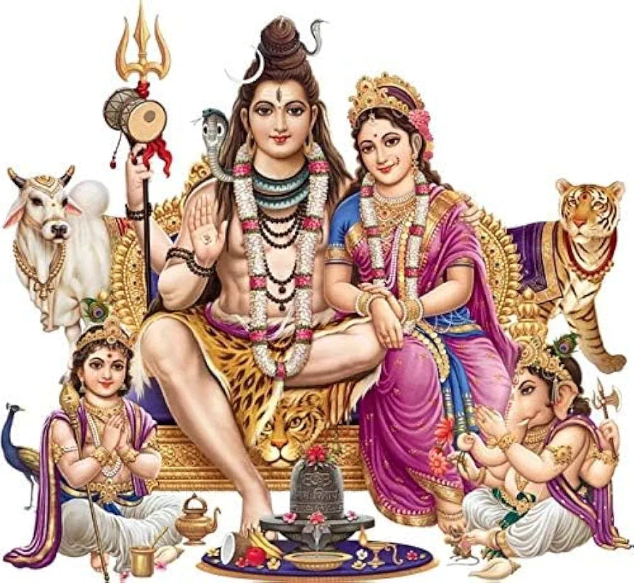 Rangoli Large Wall Sticker Shiv Pariwar Multicolor Vinyl Size 50 or 70 cm Religion