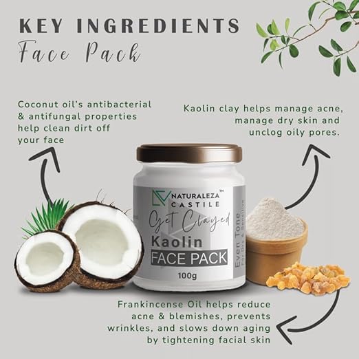 Naturaleza Castile Kaolin Face Pack For Men And Women - 100 gms