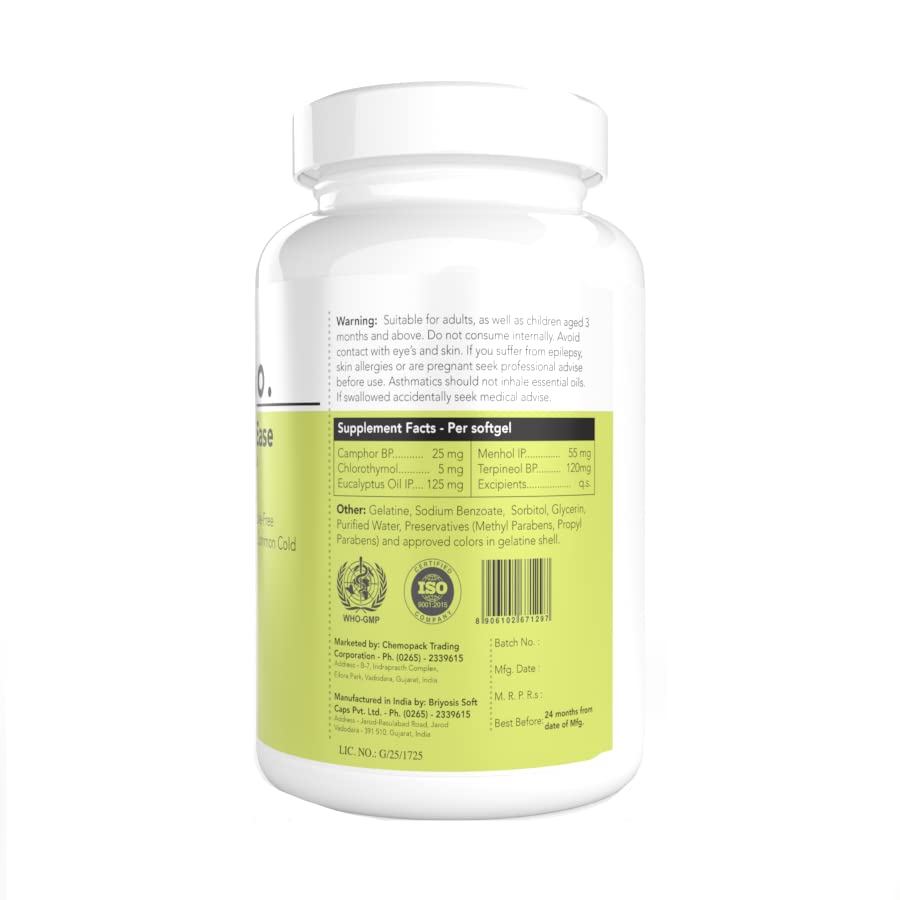 Briyo BreatheEase - 45 Decongestant Capsules for Experiencing Trouble-Free Breathing During Common Cold
