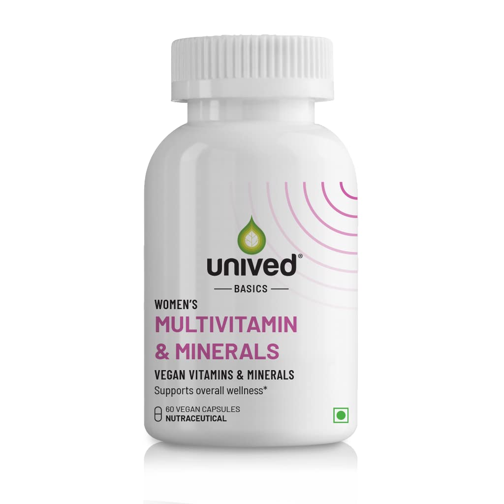 Unived Basics Multivitamin & Minerals For Women, 100% Rda Of All Vitamins With Algae Calcium & Plant-Based Vitamin D3 Plus Important Minerals, Complete Formulation For Health & Wellbeing - Capsule