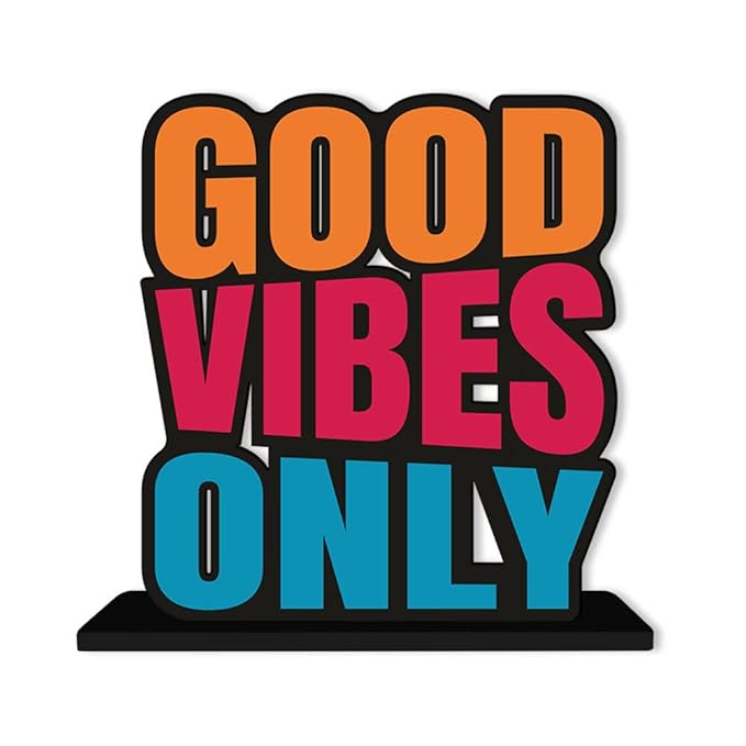 Artvibes Wooden Idols and Figurine Good Vibes Only Positive Quote Table Decor for Office Desk | Home Decor Item