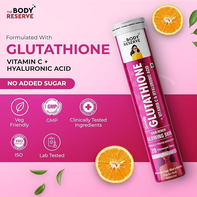 The Body Reserve Glutathione Tablets For Glowing Skin With Vitamin C Each - 20 tabs (Pack of 2)