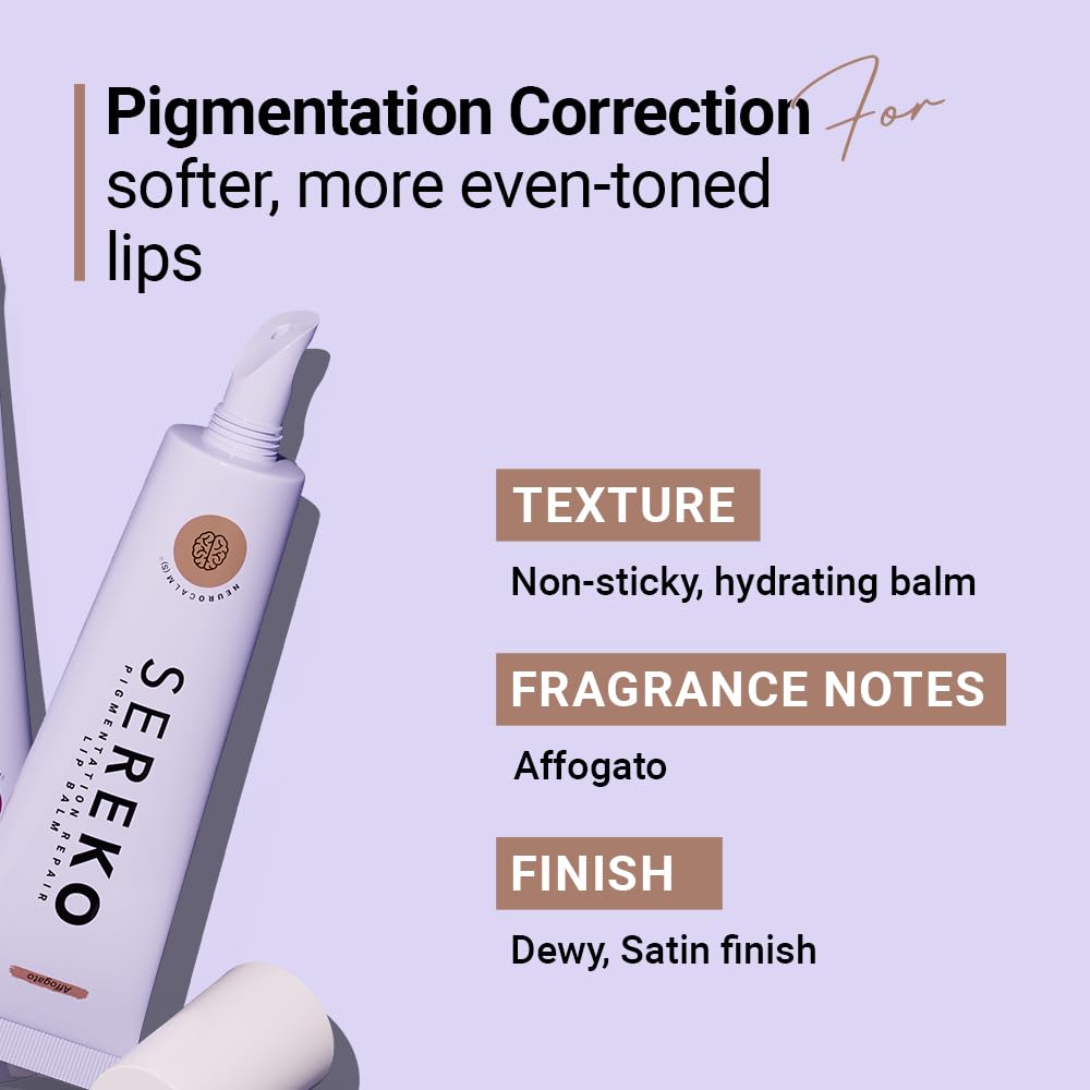SEREKO Pigmentation Repair Lip Balm for Dark Lips With Kojic Acid, Vitamin C & Mango Seed Butter | Brightens Dark & Discoloration Lips, 24H Hydration, Lock Moisture | For Women & Men | Affogato - 8gm