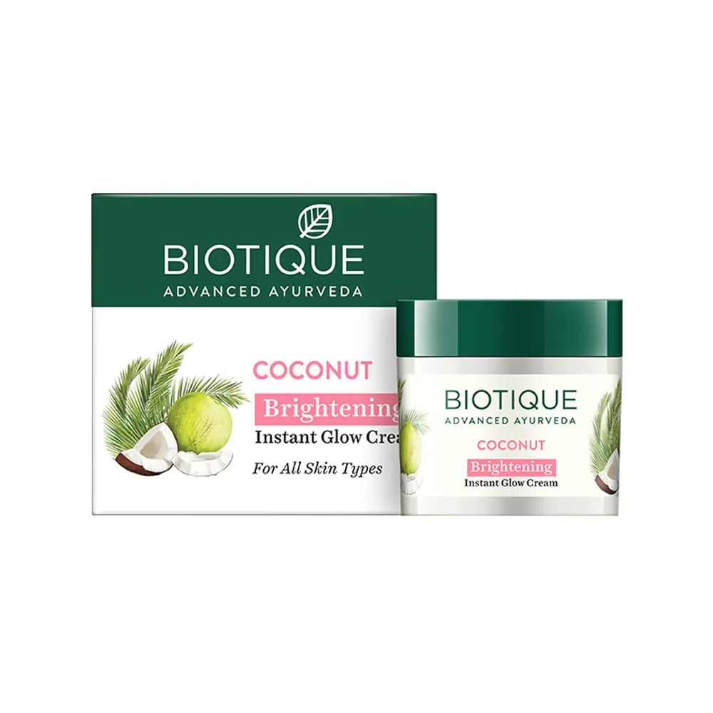 biotique advanced ayurveda bio coconut whitening & brightening cream - 50 gms