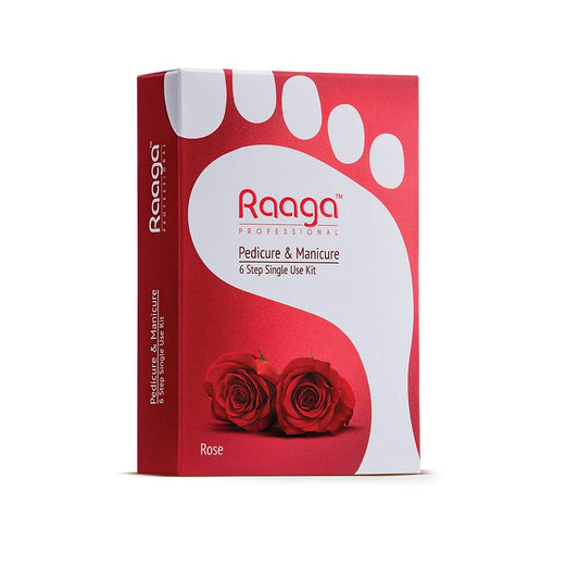 Raaga Professional Rose Pedicure and Manicure Kit for Soft & Relaxed Hands and Feet | 99% Pure Rose Extract | 6 Step Single Use Kit | 6 Sachets | 63 gm