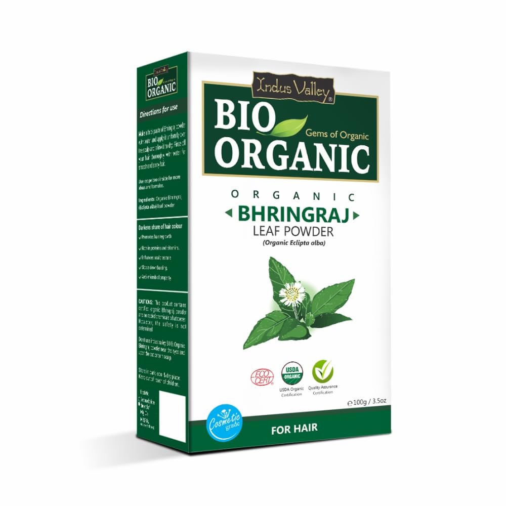 Indus Valley 100% Pure Bhringraj Powder for Hair Growth Natural & Preservative-Free Ideal for Hair Oil, Masks & DIY Packs for Strong Shiny Hair (100g)