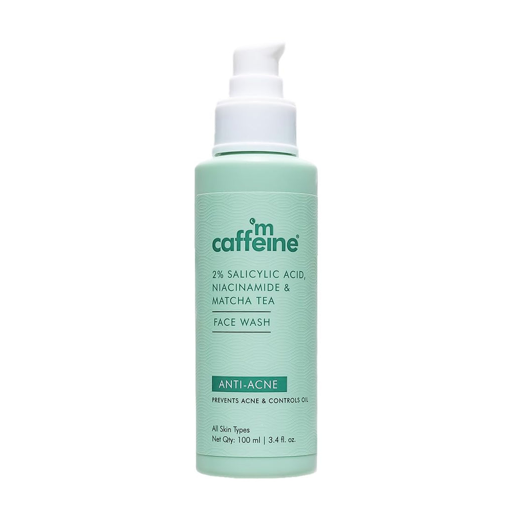 mcaffeine 2% Salicylic Acid Niacinamide & Matcha Tea Face Wash|Anti Acne Cleanser For Pimples|Suitable For Acne Prone & Oily Skin|Fights 99% Bacteria|Sulphate Free Face Wash For Women And Men-100 Ml