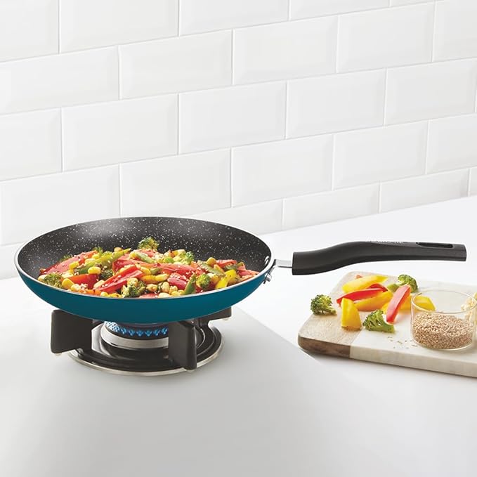 Borosil Prochef Non-stick Aluminum Fry Pan 24 Cm | Gas Stove Compatible | Thick Uniform Body for Even Heating | Dishwasher Safe