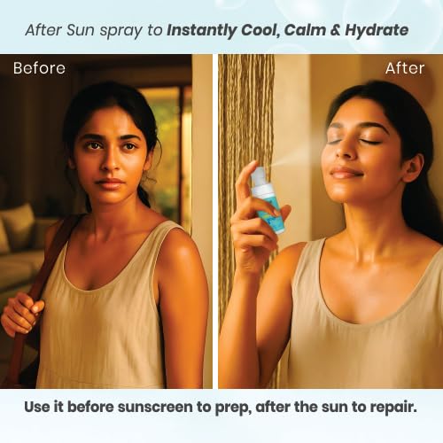 Aroma Treasures Khus Sun Care Mist 60ml | Cooling & Soothing Face & Body Spray | Hydrating Sun Care Mist with Essential Oils | Detan, Refresh & Nourish Skin | Apply Before Sunscreen & After Sun Exposure