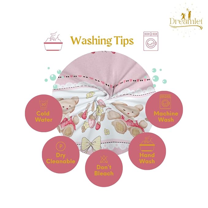 Dreamlet Prime Collections 180tc Pure Cotton Breathable Supersoft Wrinkelfree Double Flat Bedsheet With 2 King Size Pillow Covers | Pink & White