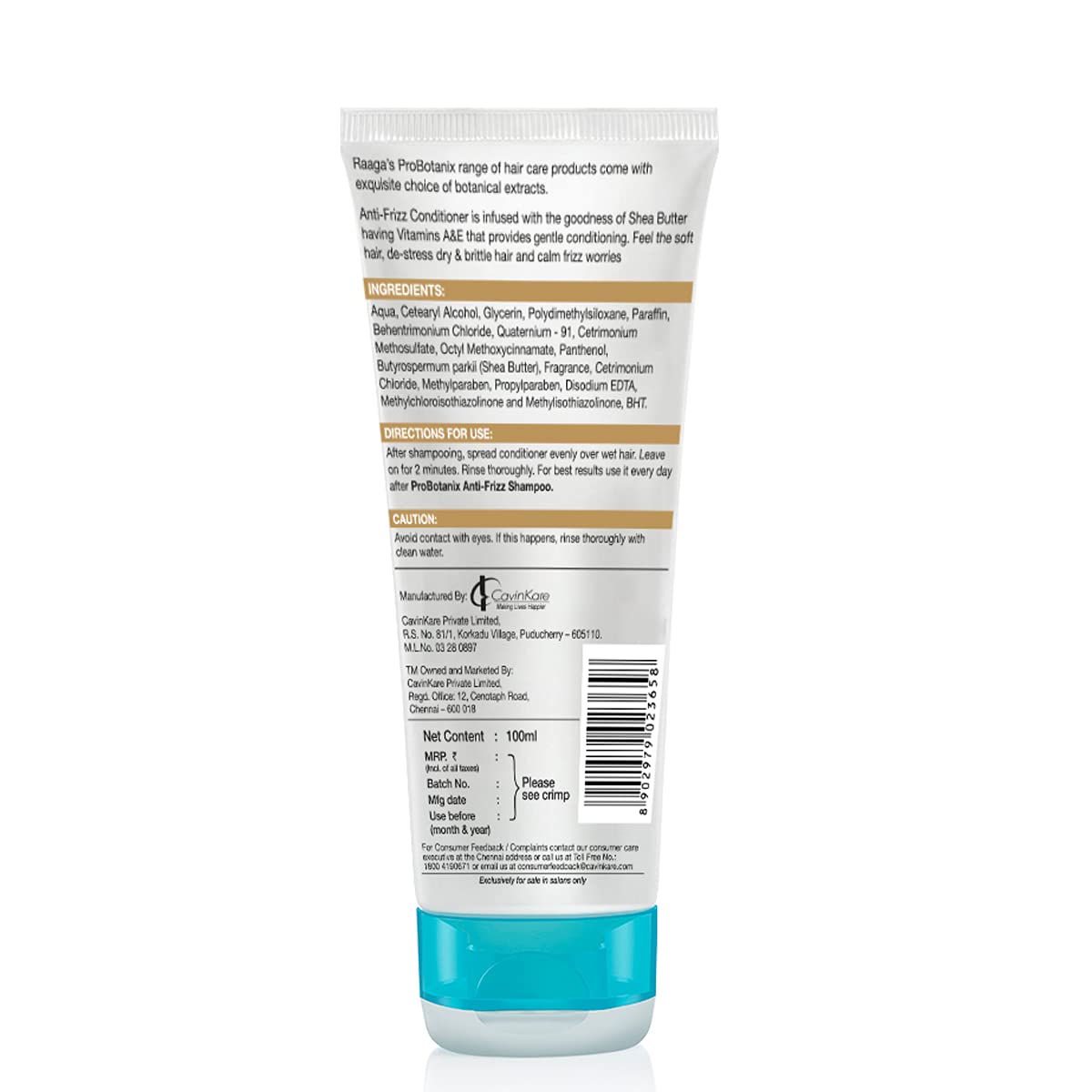 Raaga Professional Pro Botanix Anti Frizz Conditioner with Shea Butter, 100 ml