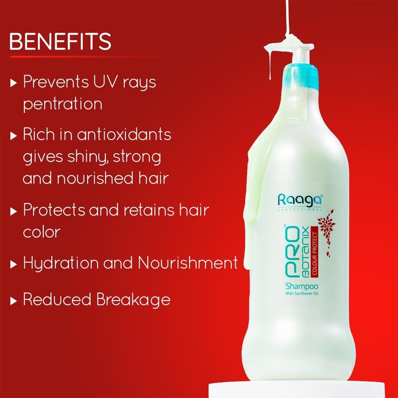 Raaga Professional Pro Botanix Colour Protect Shampoo with Sunflower Oil | Helps Protect and Retains Hair Color, Reduces Breakage | Suitable For Men and Women (1000 ml)