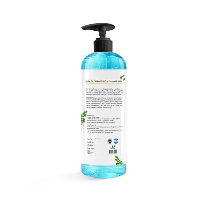 Prasatti Herbal Organic Moringa Shower Gel Enriched With Aloe Vera Extracts | 250 Ml