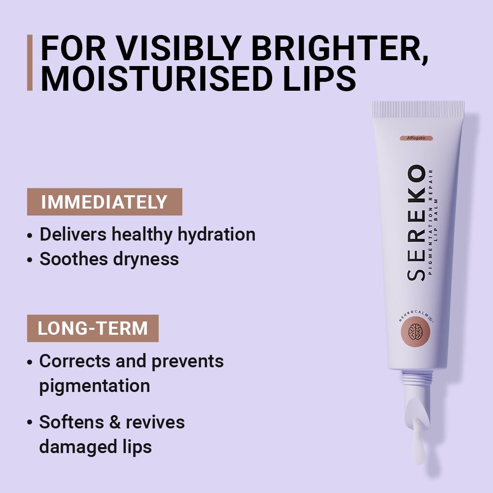 SEREKO Pigmentation Repair Lip Balm for Dark Lips With Kojic Acid, Vitamin C & Mango Seed Butter | Brightens Dark & Discoloration Lips, 24H Hydration, Lock Moisture | For Women & Men | Affogato - 8gm