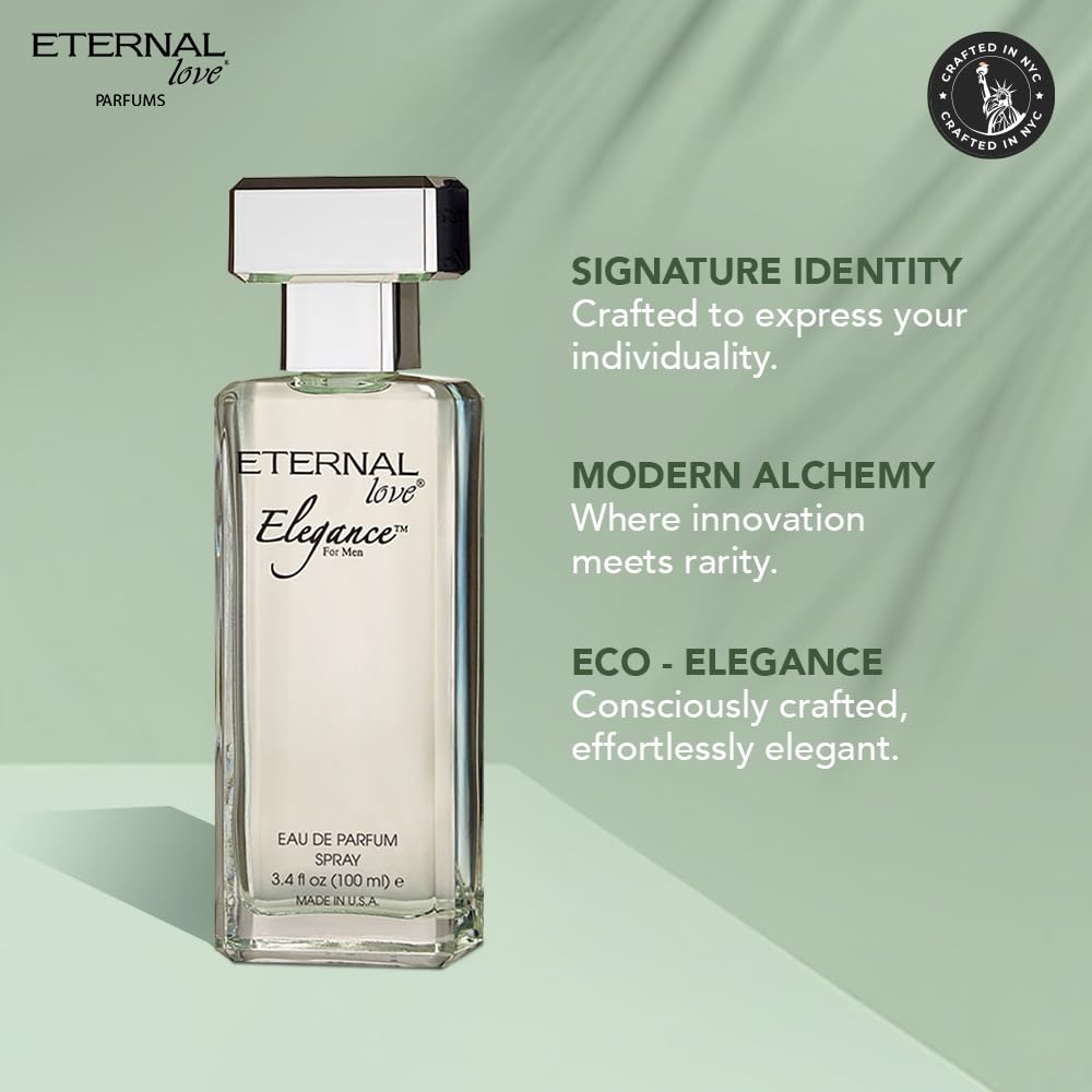 Eternal Love Elegance Eau de Parfum for Men | Timeless & Sophisticated Fragrance | Fresh Citrus, Floral & Woody Notes | Long-Lasting Scent for Men | Perfect for Special Occasions | 100ml