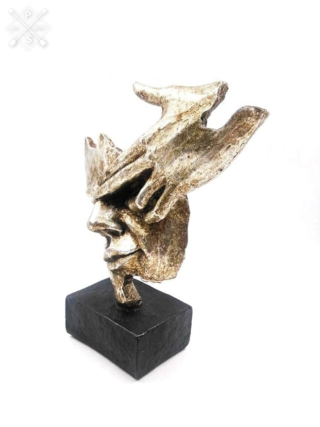 Indicast Porcelain Modern Human Faces Statue Table Desk Decor Silver Handcrafted Decorative Showpiece