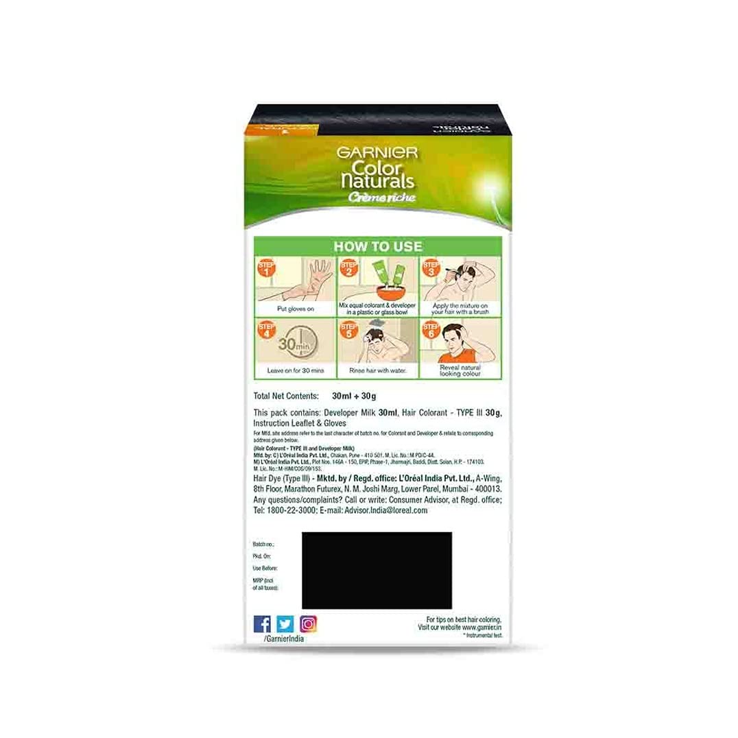 Garnier Natural Black Hair Colour - 30ml + 30 gms