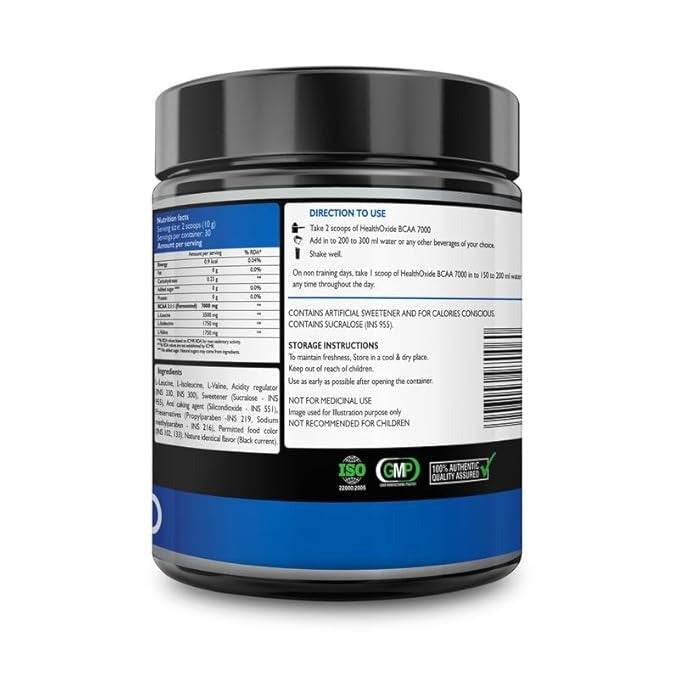 HealthOxide BCAA Powder Black Current - 300 gms
