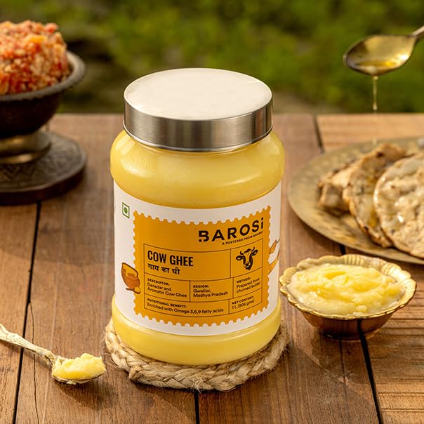 Barosi Premium Cow Ghee | 100% Pure | Danedar Texture | Rich In Good Fats And Antioxidants | Easy To Digest