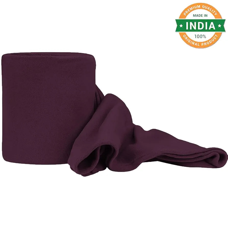 Cloth Fusion Polar Fleece AC Blanket for Winter Double Size Soft Woolen Blanket for Travel & Sleeping Wine