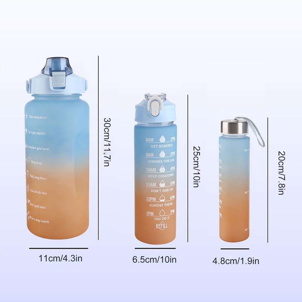 Cello All Day Water Bottle Set - Sky Blue & Orange 3 pcs
