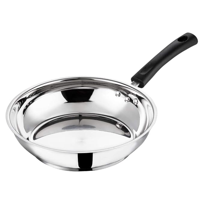 Vinod Stainless Steel Frypan - 24 cm | Skillet Pan for Frying | SAS Bottom | Cool Touch Bakelite Handle