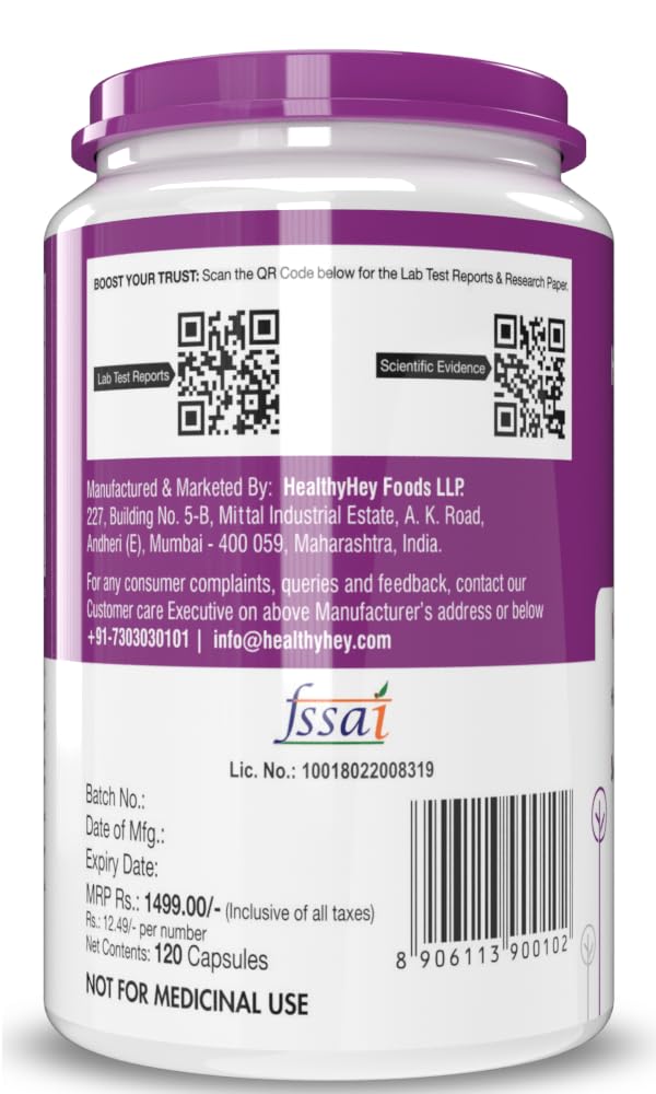 Healthyhey Nutrition N-Acetyl L-Cysteine (NAC) - Non-GMO - Gluten Free -Pack of 120 Veg. Capsules