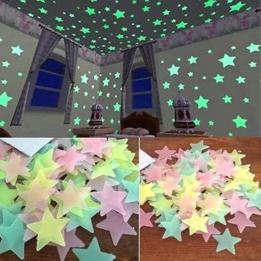 God & God's 3D Glow in The Dark Wall Stickers – Removable Fluorescent Stars with Big Moon Luminous Wallpaper for Bedroom & Home Decoration Design 4
