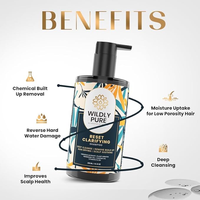 Wildly Pure Clarifying Shampoo for Hard Water & Metal Damage | Men & Women | 300 Ml | Reset