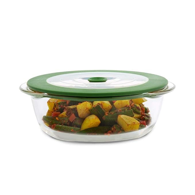 Borosil Glass Dish With Lid | 1 Piece | 1000ml | Transparent