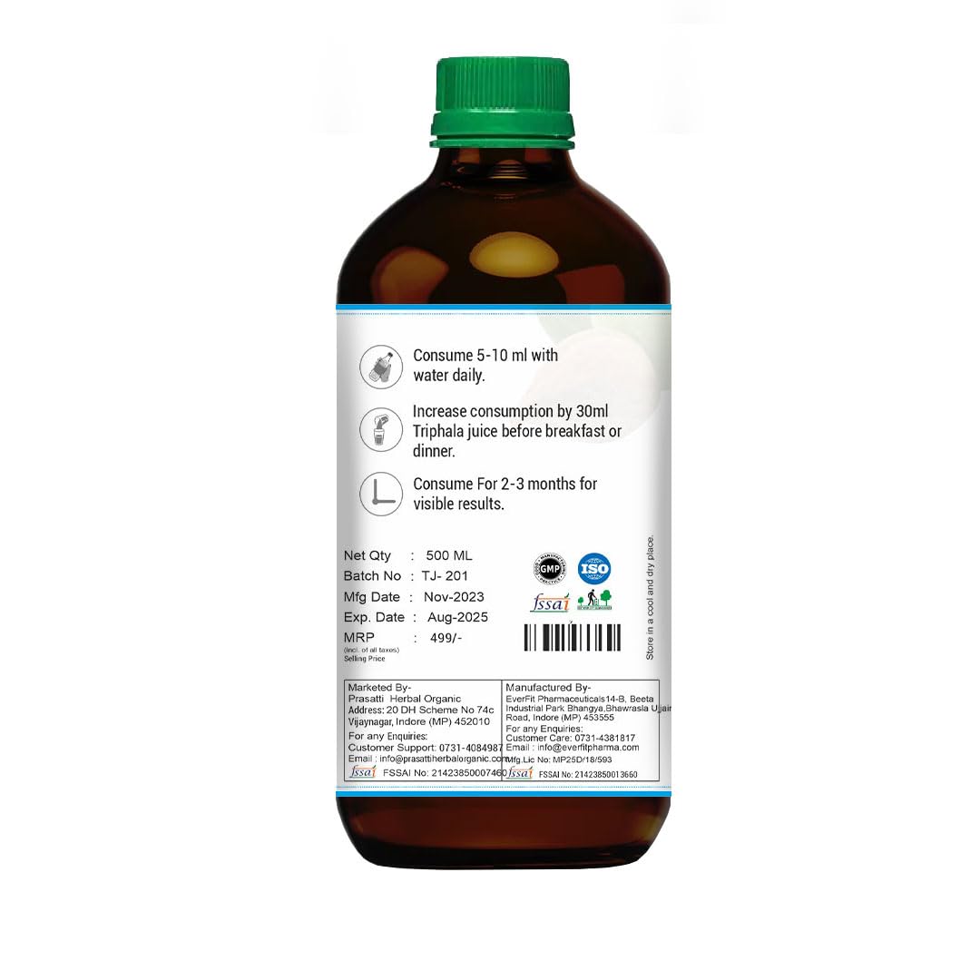Prasatti Herbal Organic Triphala Juice Herbal Wellness - 500 Ml