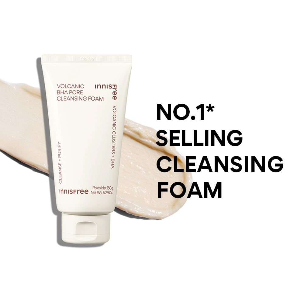 Innisfree Volcanic BHA Foaming cleanser | Korean Face Wash for Oily/Combination Skin | Pore Cleanser | Acne Prone Skin | Deep Cleansing | For Men and Woman