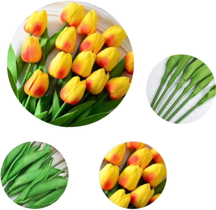 PU Real Touch Tulips Artificial Flowers 10 Pcs Flowers Arrangement Bouquet Orange