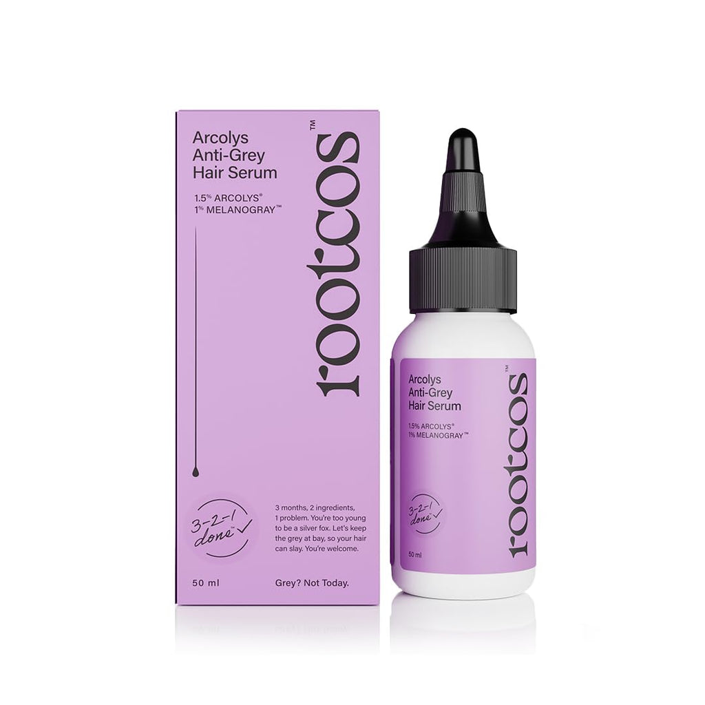 Rootcos ArcolysÂ® Anti grey hair serum with MelanograyTM | Reverses & limits hair greying | Toxin Free | Light-weight, Non-sticky & Odourless formula | For all hair types | 50 ml