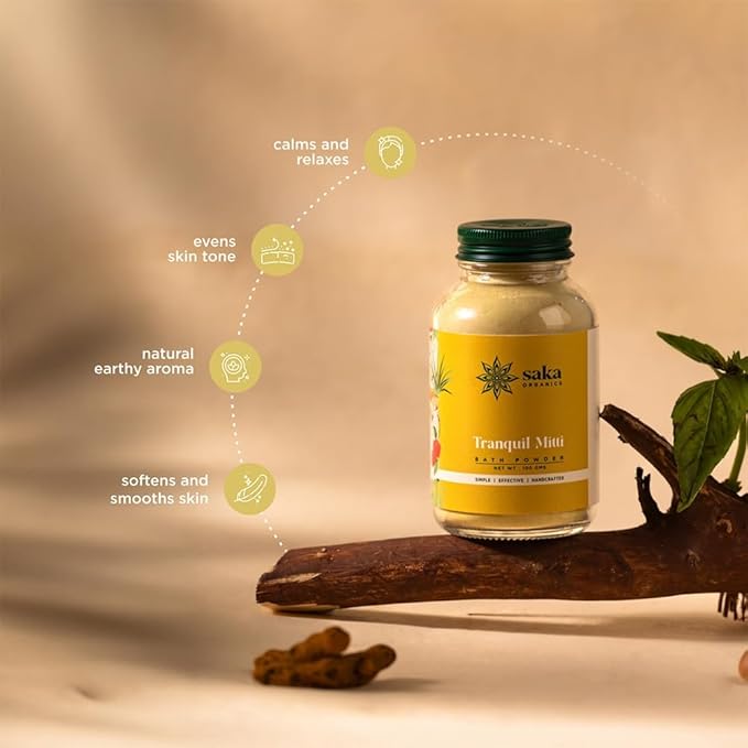 Saka Organics Tranquil Mitti Handmade Exfoliating Bath Powder - 100 gms