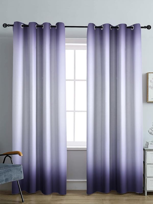 Cortina Double Sided Printed Reversible Door Blackout Curtains 220 Gsm | Door-7 Feet | White | Heather