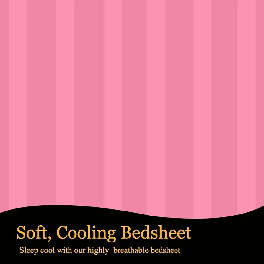 Fresh From Loom Microfiber Breathable Single Size Flat Bedsheets Hotel & Home Plain Bedsheet Set with 1 Pillow Covers 144 TC Pink